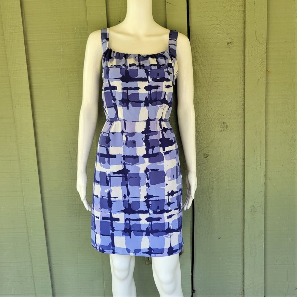 BANANA REPUBLIC Blue Abstract Plaid Dress 4